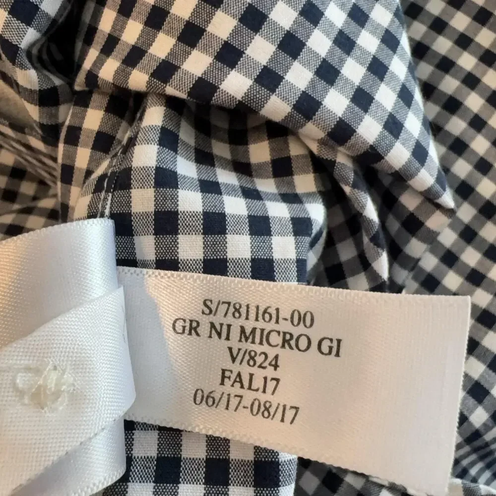Banana Republic Grant Fit Shirt Mens Slim XL Blue Micro Gingham Non Iron Cotton